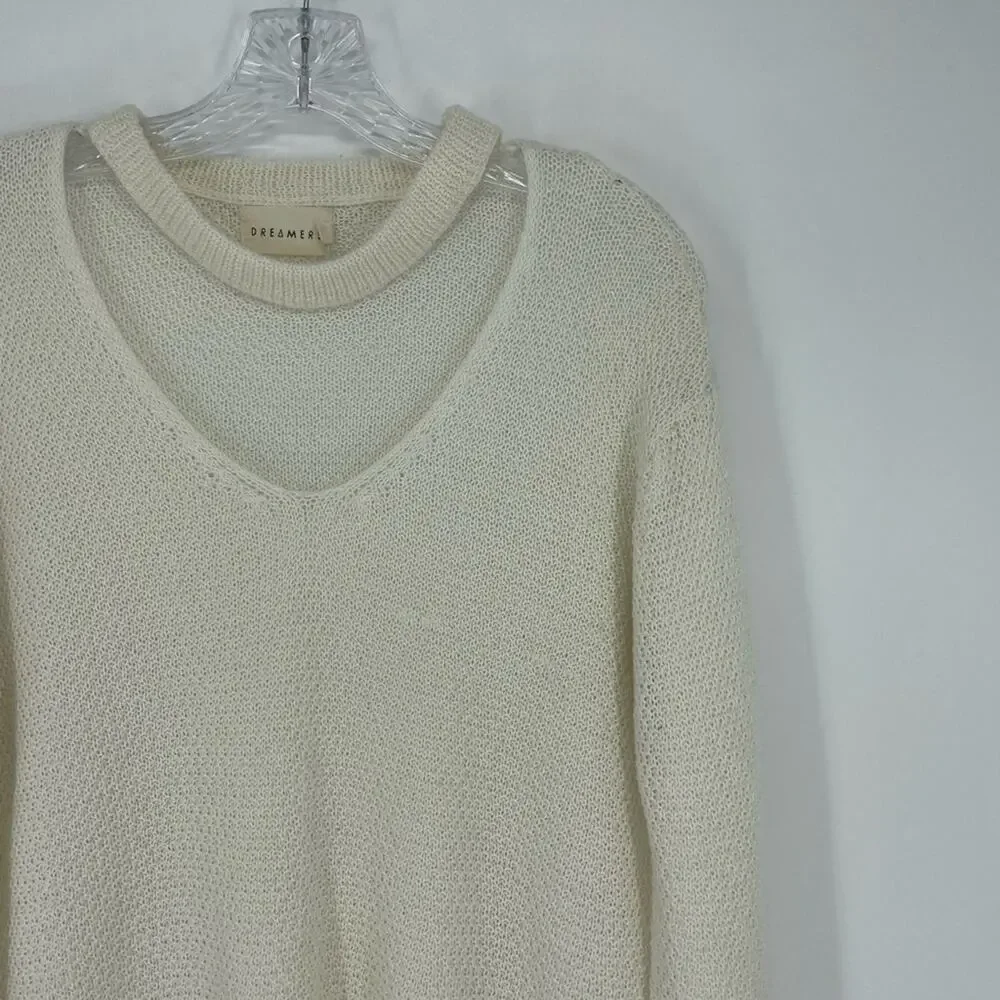 Dreamers V-Neck Knit Cream Sweater Size Small/Medium